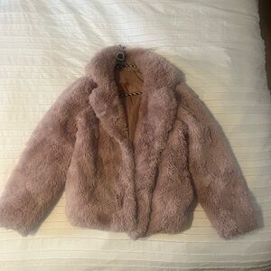 faux fur jacket coat Fluffy furry mauve 
Shaggy Teddy Rose Gold Y2K L dusty Pink